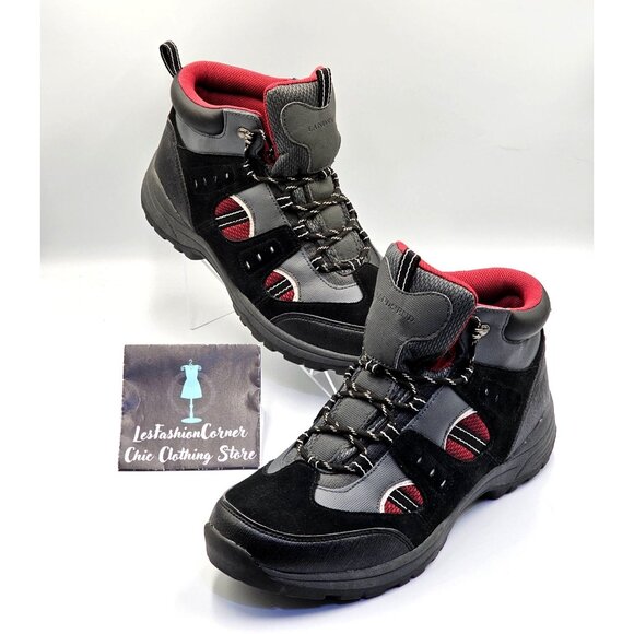 NWOB Lands End Men's Black & Red Fabric Suede Leather Hiking Boots Sz 11D 2704 - Picture 9 of 16
